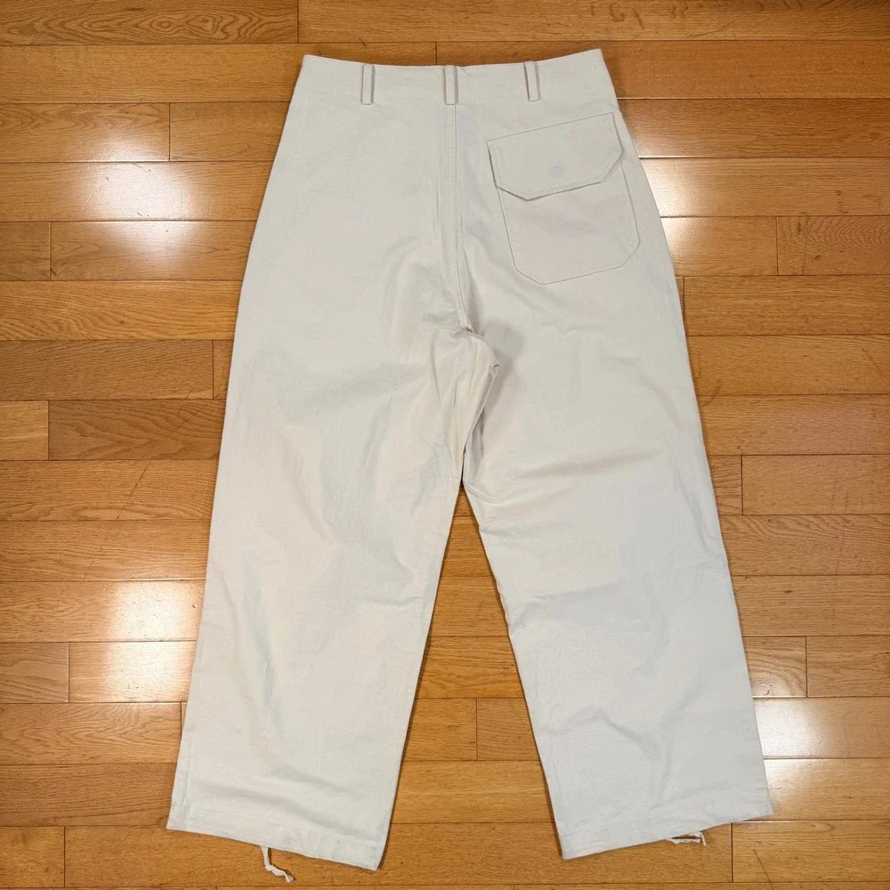 *NWT* K-Two Studios‎ Cream Ripstop Wide Leg Cargo Pants Mens Medium